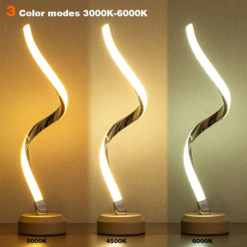 LED table lamp made of wood Spiral Series